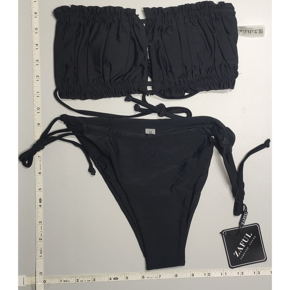 NWT ZAFUL Medium Square Black bikini set